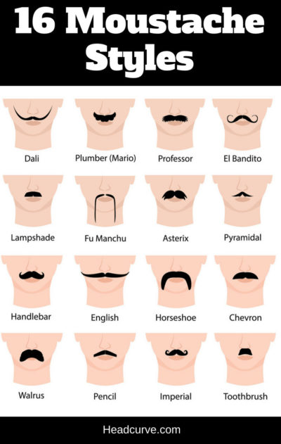 16 Moustache Styles And Names Chart And Illustrations Headcurve