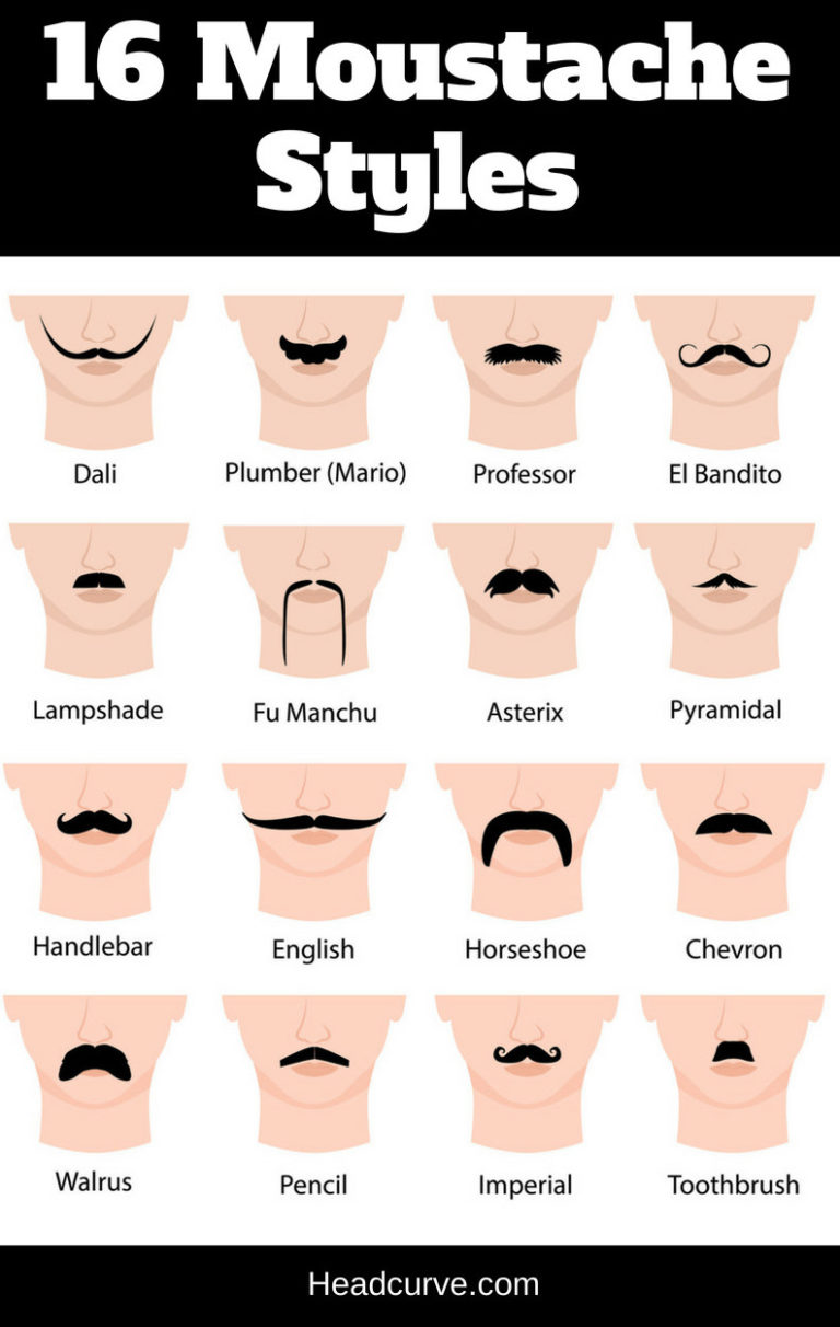 16 Moustache Styles and Names (Chart and Illustrations)
