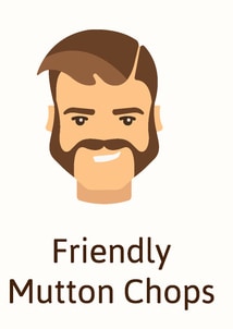 Friendly mutton chops facial hair style - illustration
