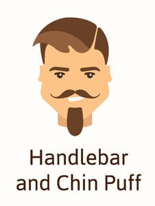 Handlebar and chin puff facial hair illustration