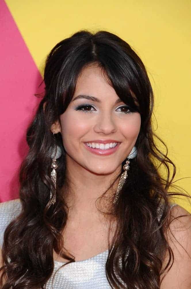 Victoria Justice at the 2008 MTV Video Music Awards held at the Paramount Pictures Studios in Los Angeles, CA on September 07, 2008. She wore a pair of stunning earrings that complemented her tousled and highlighted layers.