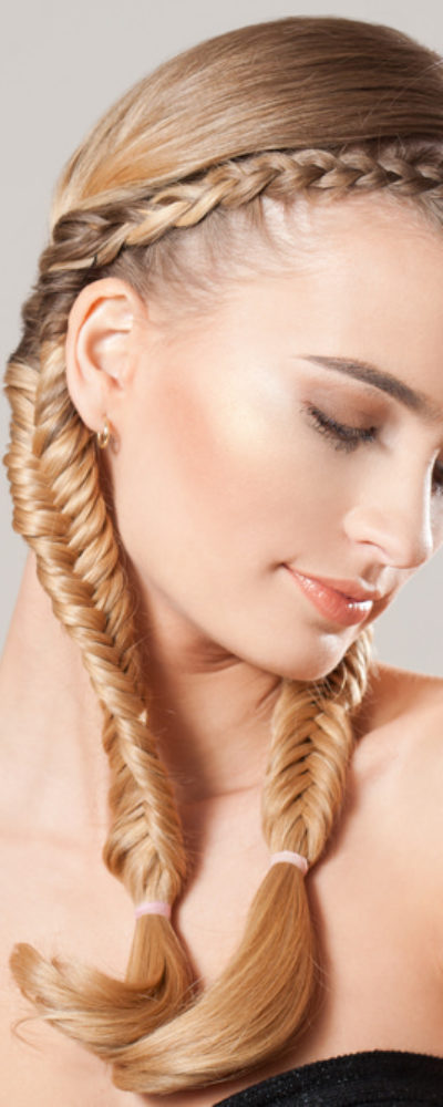 Woman with dutch braided hair
