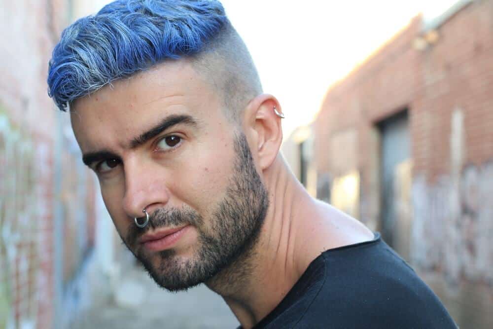 men's blue hair undercut