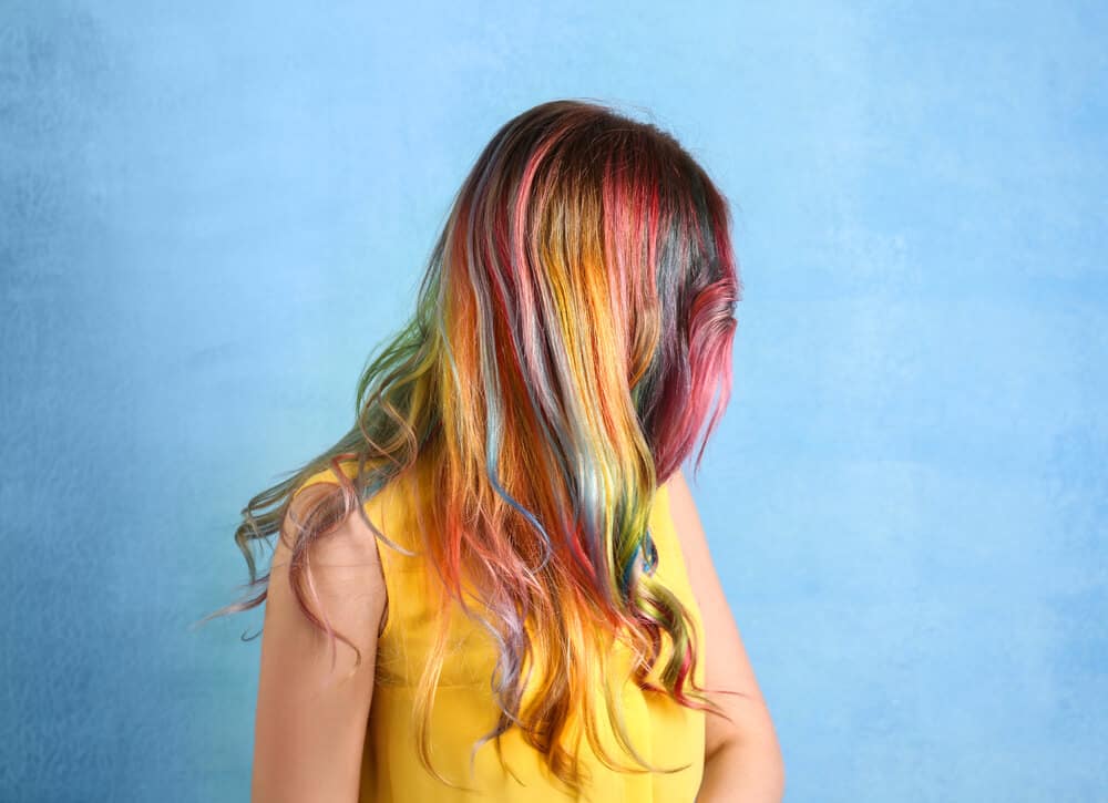 Multi-colored hair on wavy hair.