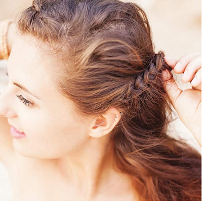 Step 5 Greek braids:  braid strand on other side of head