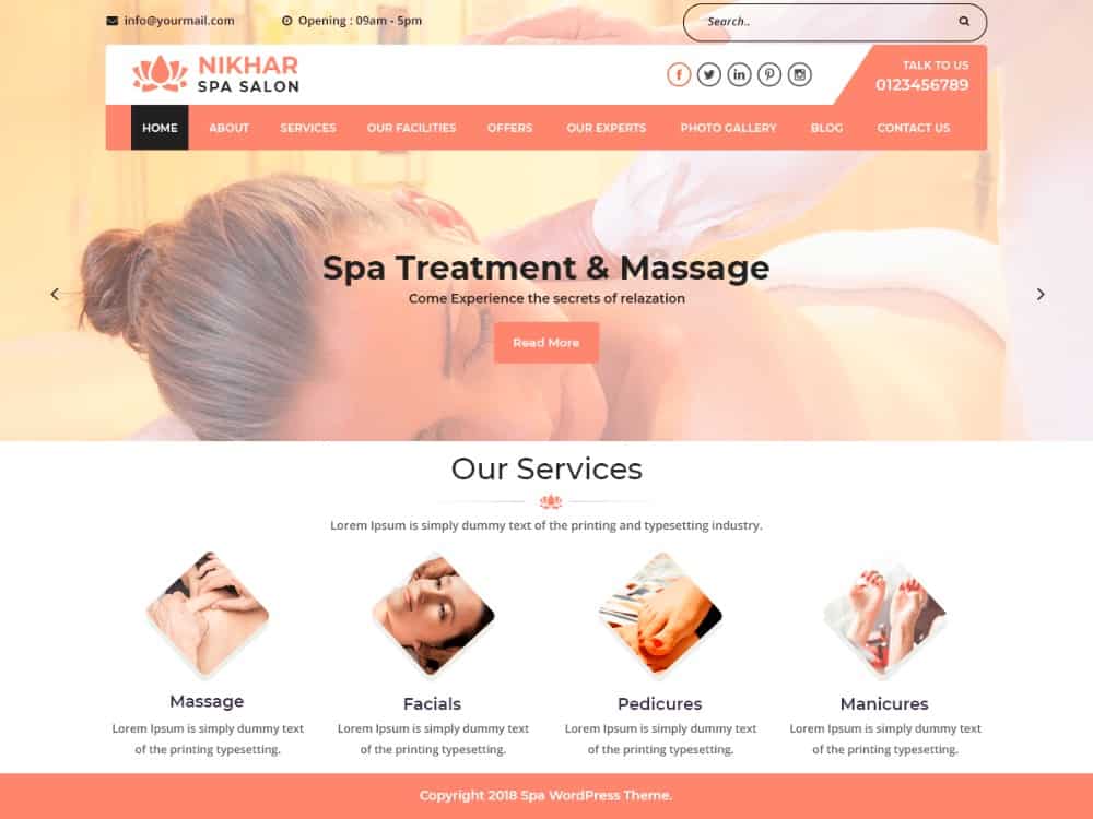 Nikhar Spa Salon WP theme