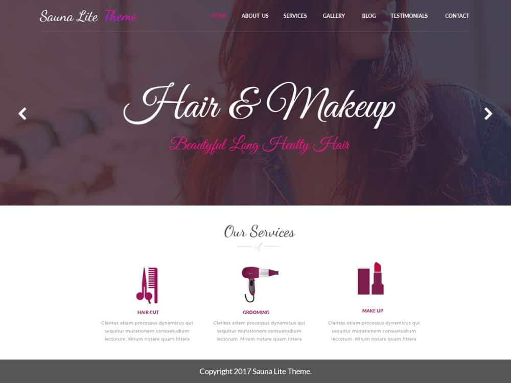 Sauna Lite WP theme for hair salon websites