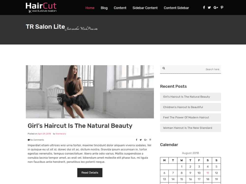 TR Salon Lite theme for hair salons
