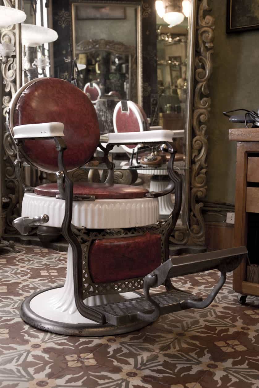 Vintage barbershop, chair, close up