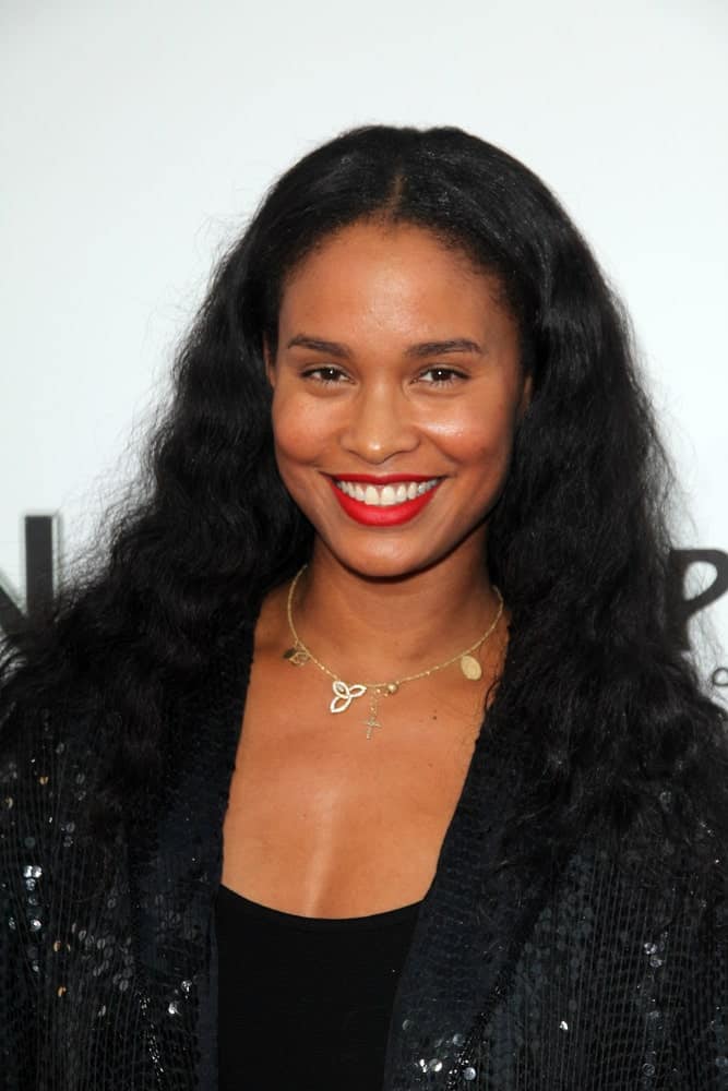 This is the stunning Joy Bryant with flat and slightly messy curls that seem to have been brushed out to give it that effect.