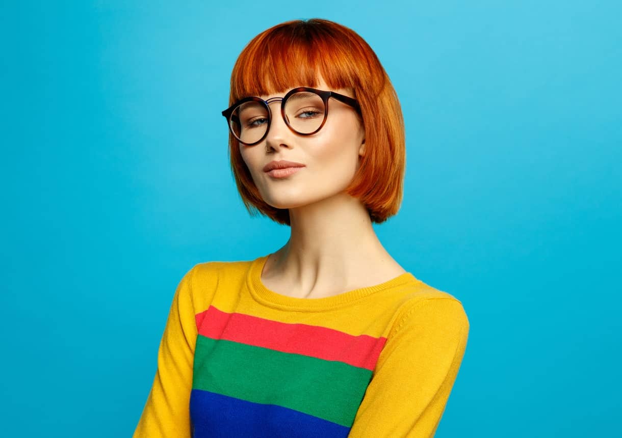 A short bob with sleek, straight fringes can be the perfect way to highlight your cheekbones and jaw line. They will frame your face in a sophisticated, beautiful way. 