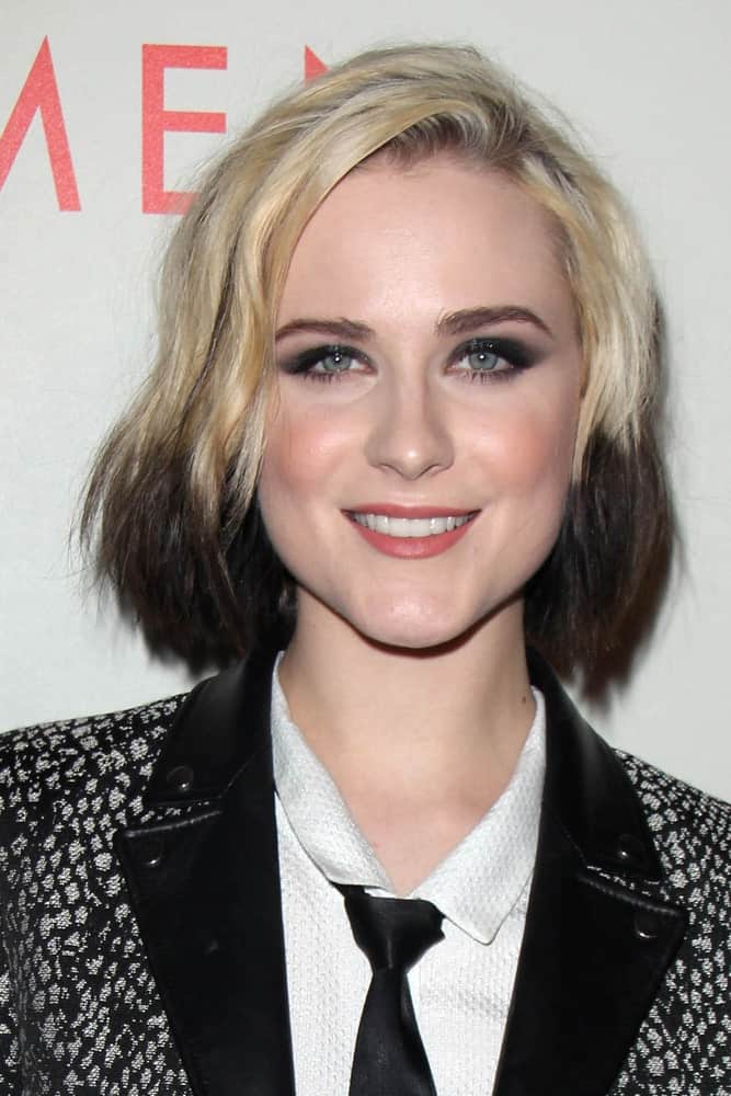 Here we see Evan Rachel Woods looking really mod in this unique and fascinating layered bob haircut for women. Of course, you will need to dye your hair for this one, but if you think that layering short hair will look too diminutive, then you can combine it with eye-catching highlights such as dark Havana brown tips on an ash blonde base color. 