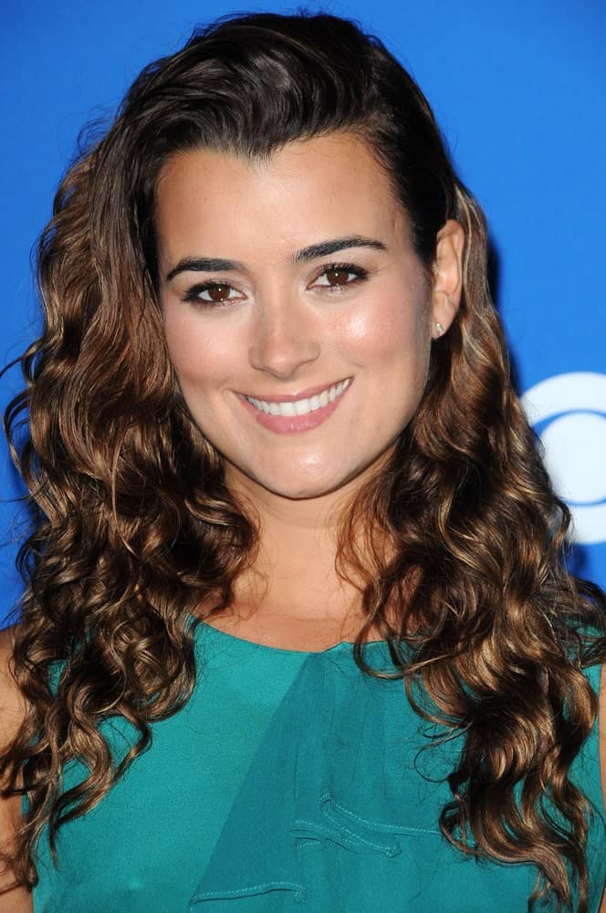 Cote de Pablo rocks a casual hairstyle for women with curly hair in which she has opted for subtle baby lights to bring out to call attention to her coily strands. Brushing the hair side-ways in a comb-backed style makes her look lively and energetic. 