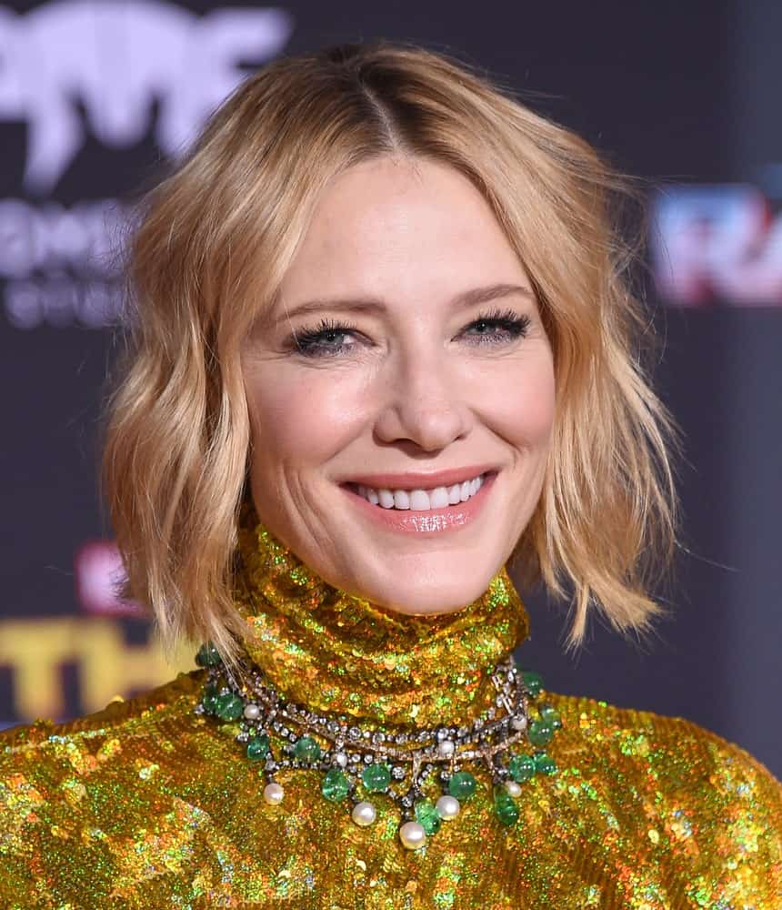 To emphasize your wonderful blonde bob, get choppy layers similar to what the charming Cate Blanchett has done here. A gradual color gradient that turns from deep brown near the roots to luminous golden at the tips further accentuates the look and gives the right mix of beauty and sophistication. 