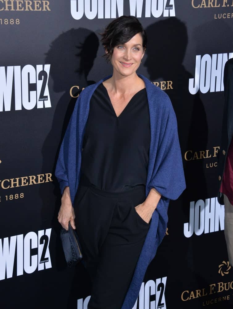 Actrice Carrie-Ann Moss op de première van