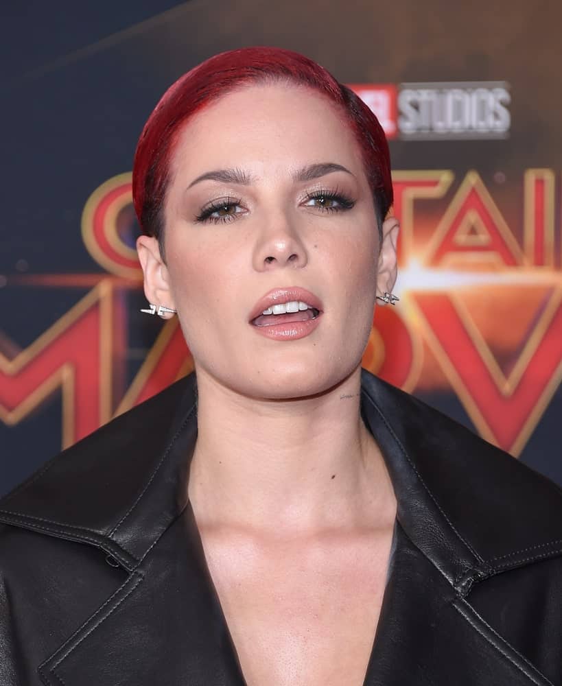 Halsey arrives for the 'Captain Marvel' World Premiere on March 04, 2019 in Hollywood, CA.