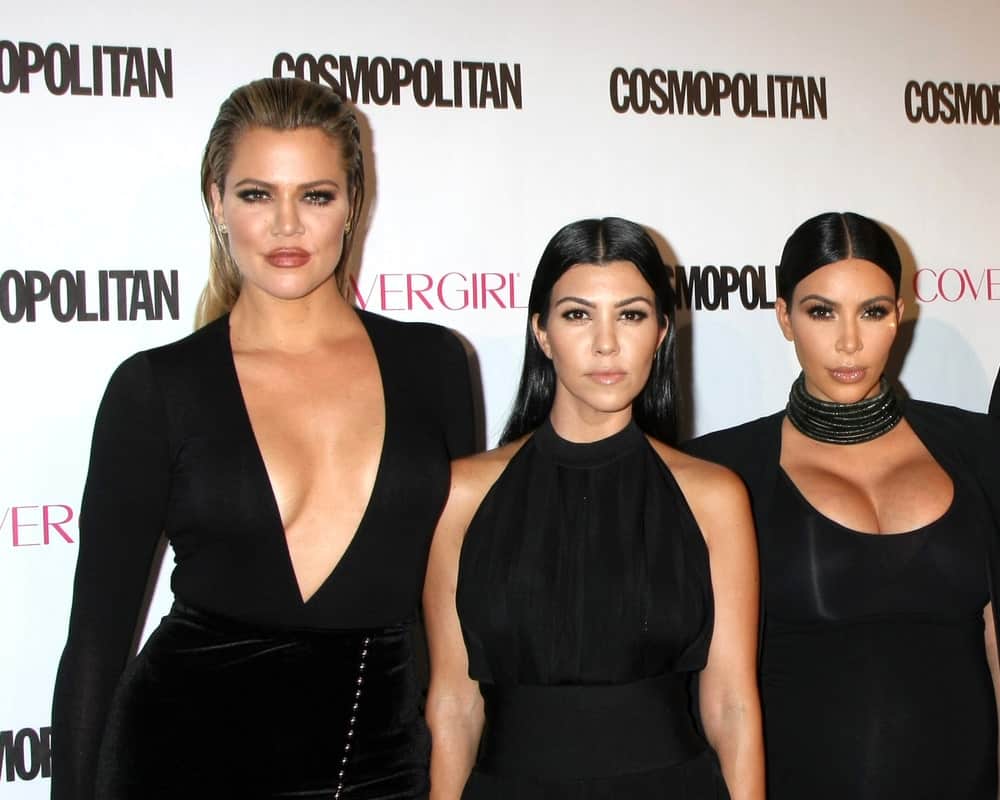 Khloe Karsahian, Kourtney Kardashian, Kim Kardashian West at the Cosmopolitan Magazine's 50th Anniversary Party at the Ysabel on October 12, 2015 in Los Angeles, CA.