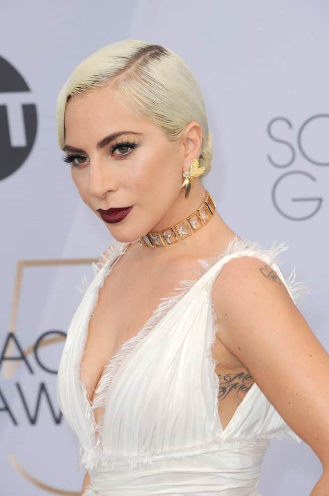 Lady Gaga la cea de-a 25-a ediție a premiilor anuale Screen Actors Guild Awards, care a avut loc la Shrine Auditorium din Los Angeles, SUA, pe 27 ianuarie 2019.