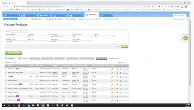 Screenshot of MINDBODY Software Manage Products