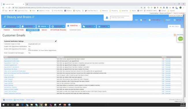 Screenshot of MINDBODY Software Customer Emails