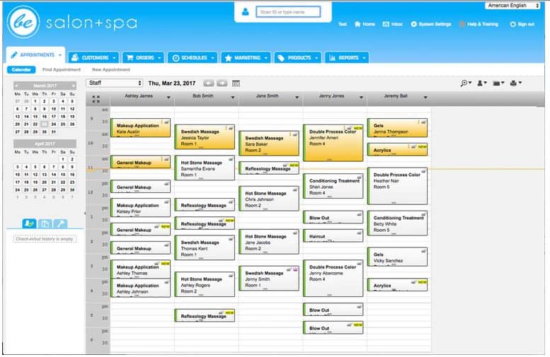 Screenshot of MINDBODY Software Appointments