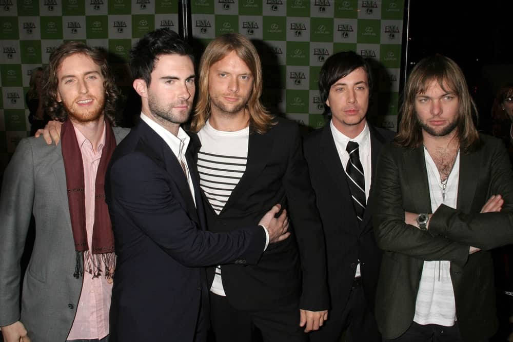 Adam Levine and the rest of Maroon 5 were at the 16th Annual Environmental Media Association Awards at Wilshire Ebell Theatre on November 08, 2006 in Los Angeles. Levine wore a dapper dark suit with his tousled and spiked hairstyle.