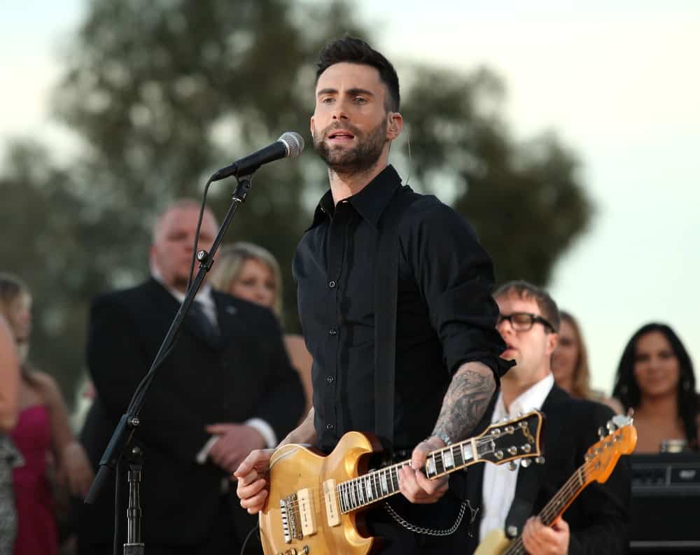 Adam Levine and his band performed at the 16th Annual "Critics" Choice Movie Awards on January 14, 2011 in Los Angeles, CA. He wore an all black outfit to complement his spiked fade hairstyle and trimmed beard.