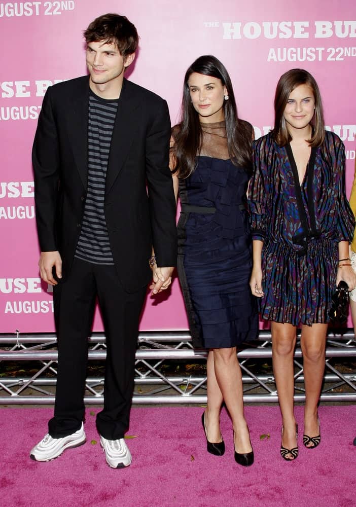 Ashton Kutcher and Demi Moore attended the Los Angeles premiere of 'House Bunny' held at the Mann Village Theatre in Westwood on August 20, 2008. Kutcher's smart casual outfit went perfectly with his side-parted tousled hair.