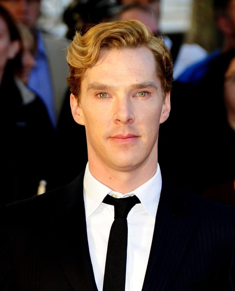 Benedict Cumberbatch opted for a wavy side-swept hairstyle at the premiere of the film Tinker, Tailor, Soldier, Spy held at the BFI South Bank theatre on September 13, 2011.