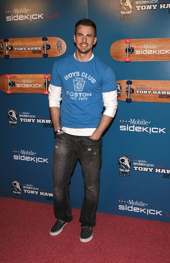 Chris Evans flashed a perfectly dreamy smile that complemented his short crew cut hairstyle at T-Mobile Sidekick LX Tony Hawk Edition VIP Launch Party held at the Sunset Boulevard in Los Angeles on August 01, 2008.