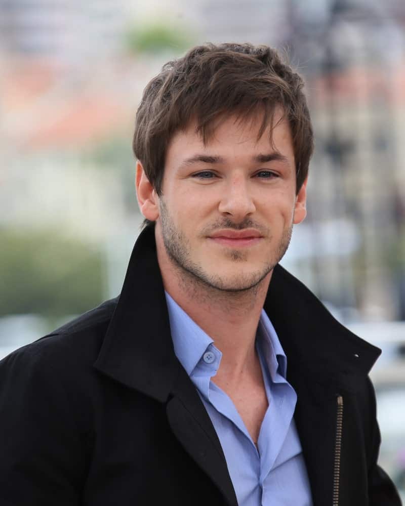 Gaspard Ulliel with a stylish fringe hairstyle in Cannes, France during 69th annual Cannes Film Festival.