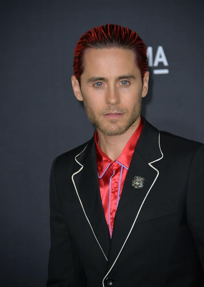 Jared Leto dyed his slicked locks in a vibrant red hue during the 2015 LACMA Art+Film Gala at the Los Angeles County Museum of Art on November 7, 2015.