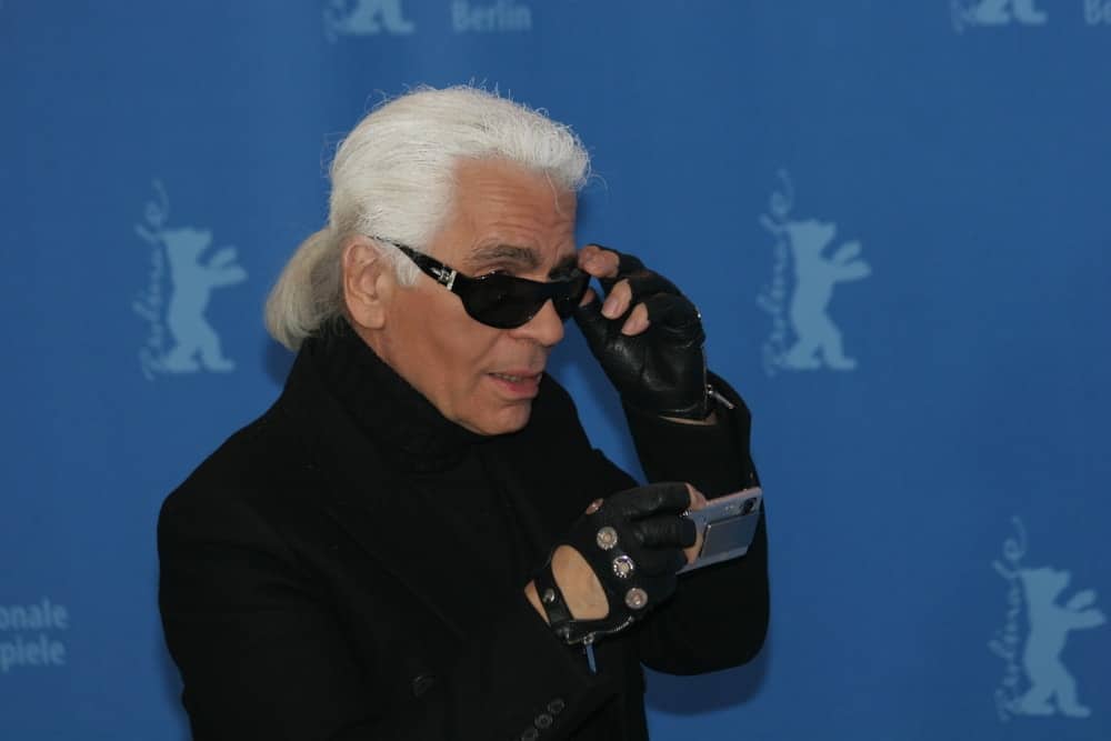 Designer Karl Lagerfeld attends a press conference to promote the movie 'Lagerfeld Confidential' during the 57th Berlin Film Festival on February 10, 2007 in Berlin, Germany.