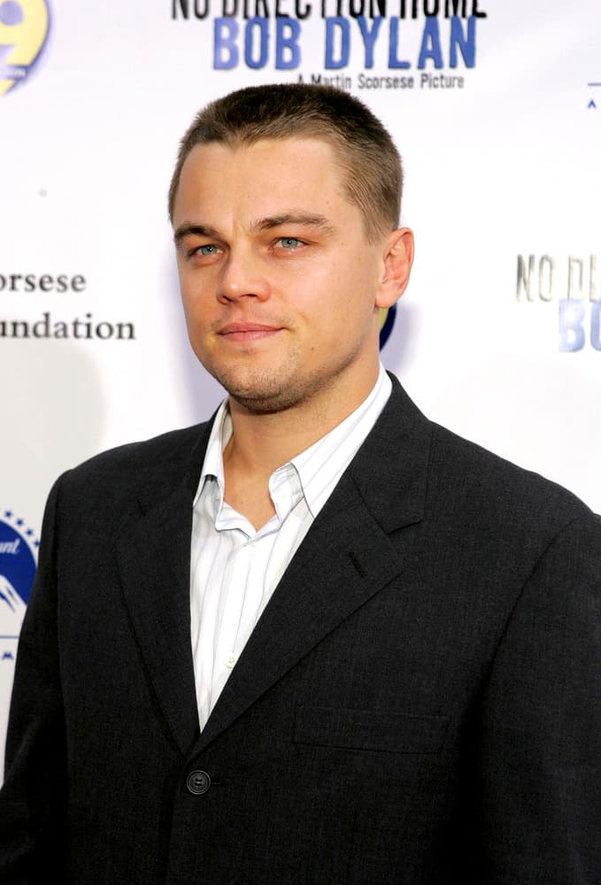 Leonardo DiCaprio appeared with a long buzz cut as he attends the No Direction Home Bob Dylan DVD Premiere in New York on September 19, 2005.