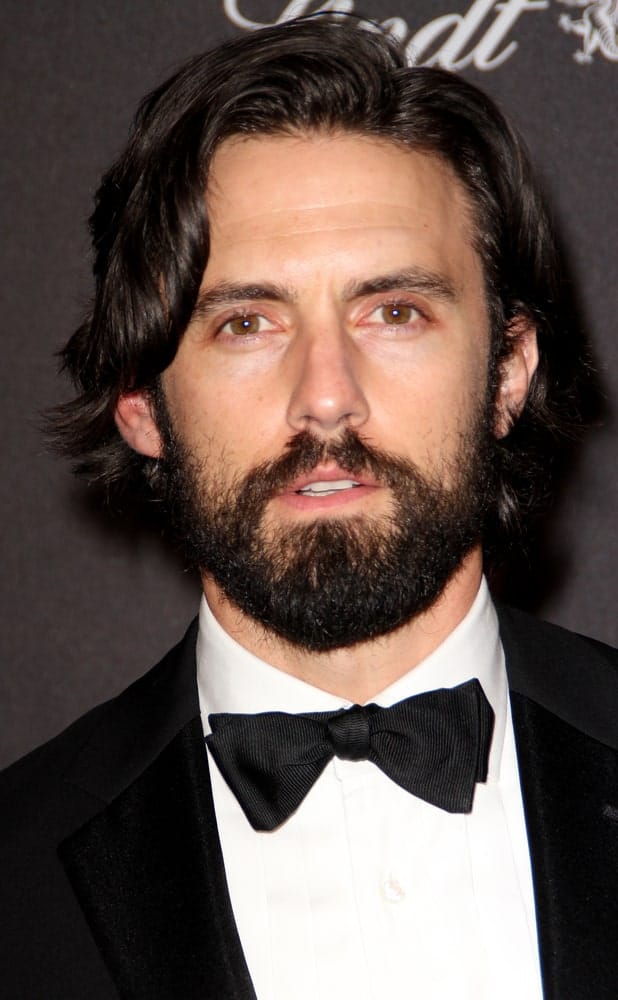 The actor appeared with a wavy side-swept hairstyle paired with his full beard at the Weinstein Company and Netflix 2016 Golden Globes After Party on January 10, 2016.