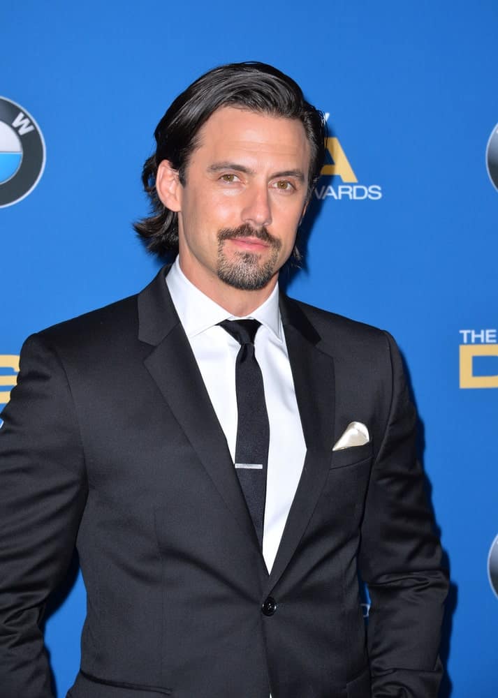 Milo Ventimiglia showcased a classic style featuring a deep side-parted hairstyle paired with a goatee beard. This was taken at the 69th Annual Directors Guild of America Awards (DGA Awards) held on February 4, 2017.