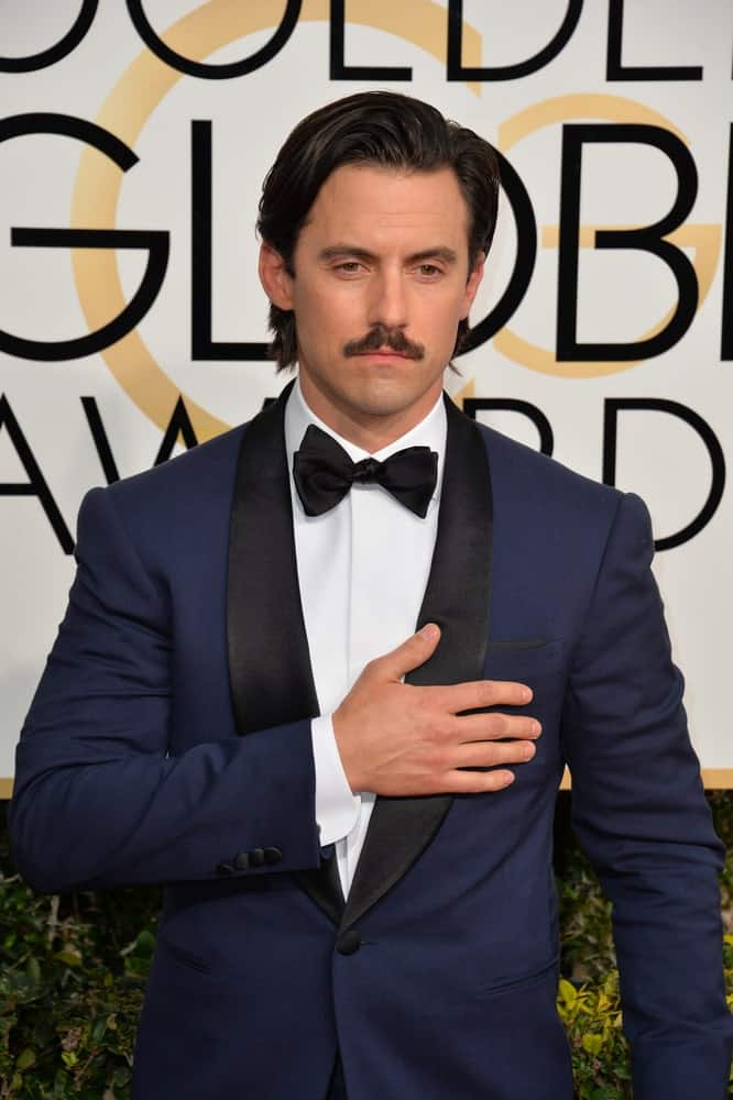 The actor looked dashing with his usual side-swept hair and a mustache completed with his navy blue suit. This look was worn during the 74th Golden Globe Awards held on January 8, 2017.