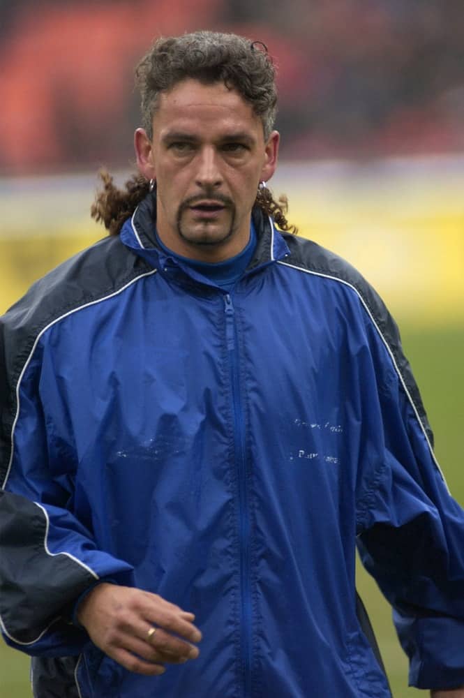 Roberto Baggio before a soccer match in Milan, Italy.