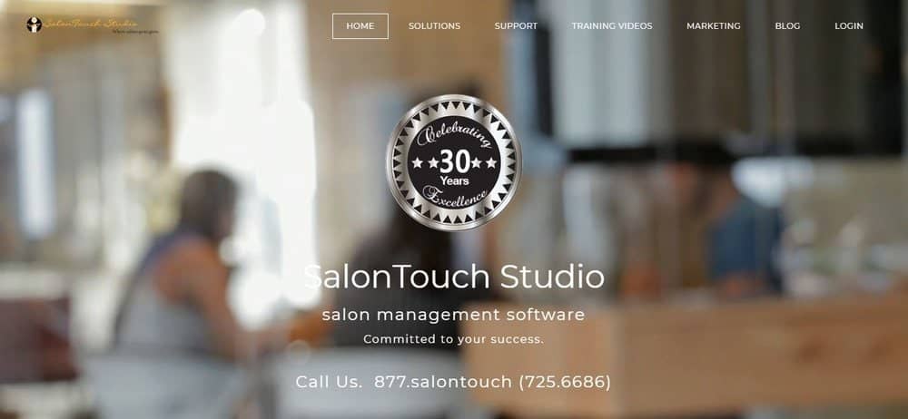Screenshot of salontouch salon management software homepage