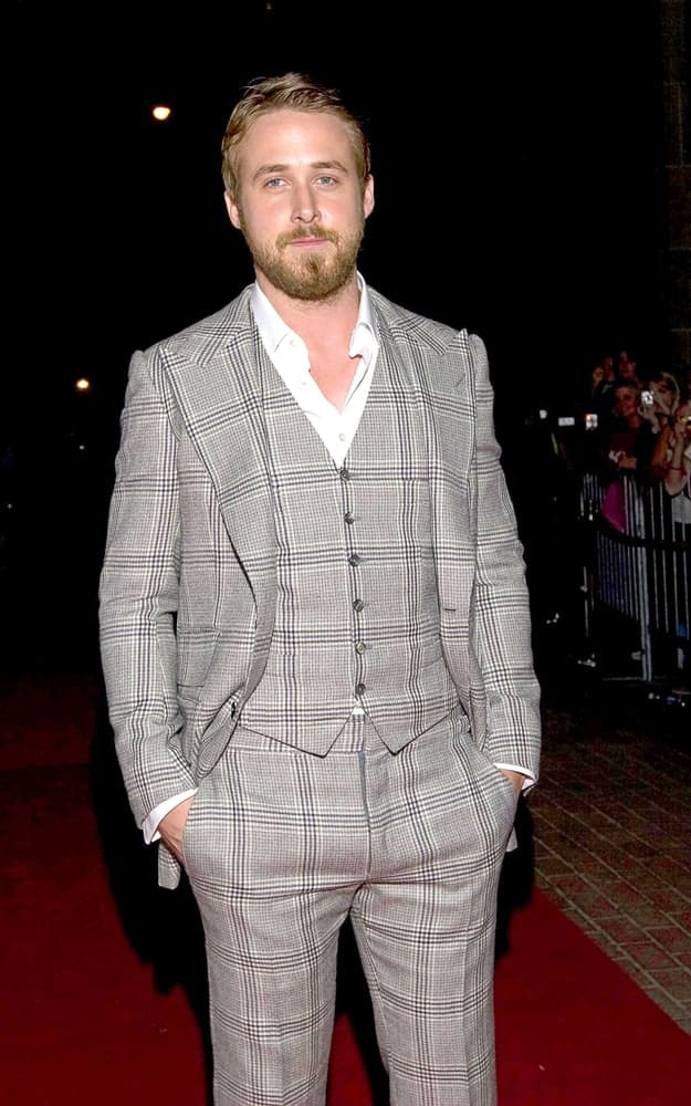 Ryan Gosling wore a full scruffy beard with a side-parted sandy blond hairstyle at "Lars and the real Girl" Premiere at the 32nd Annual Toronto International Film Festival in Toronto, Canada on September 10, 2007.