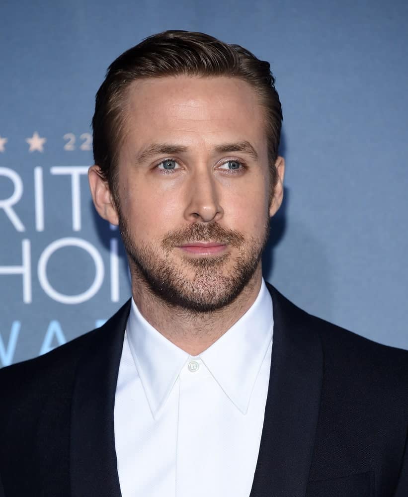 Ryan Gosling's beautiful slicked back hairstyle during the Critics' Choice Awards on December 11, 2016 held in Hollywood.