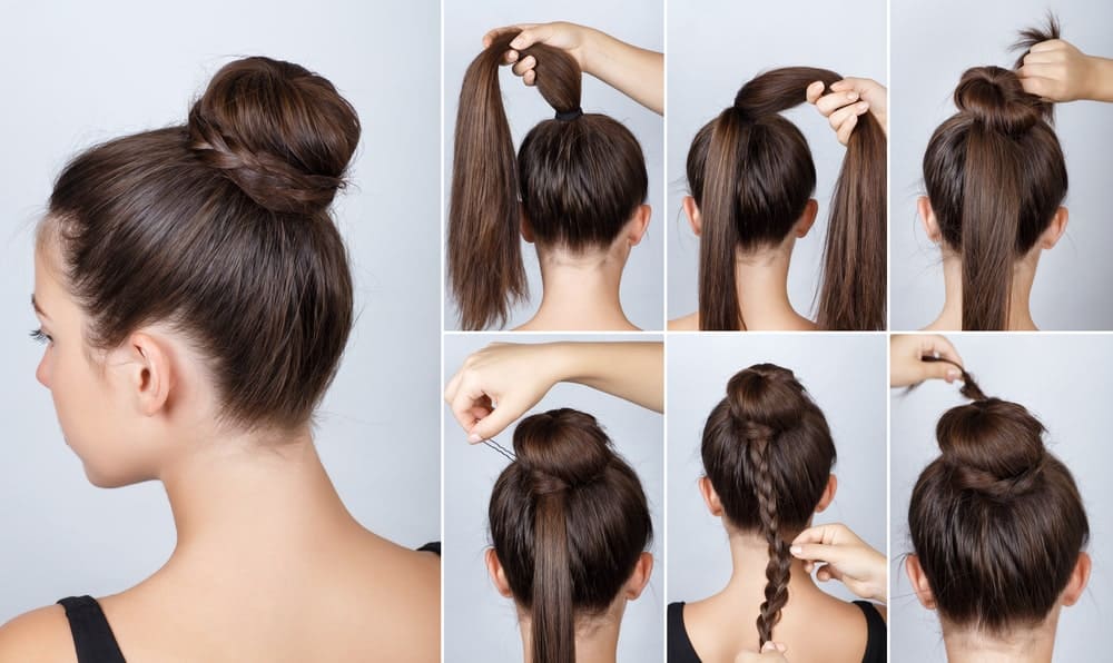 Twisted Bun Hair Tutorial (7 Steps - Photos)