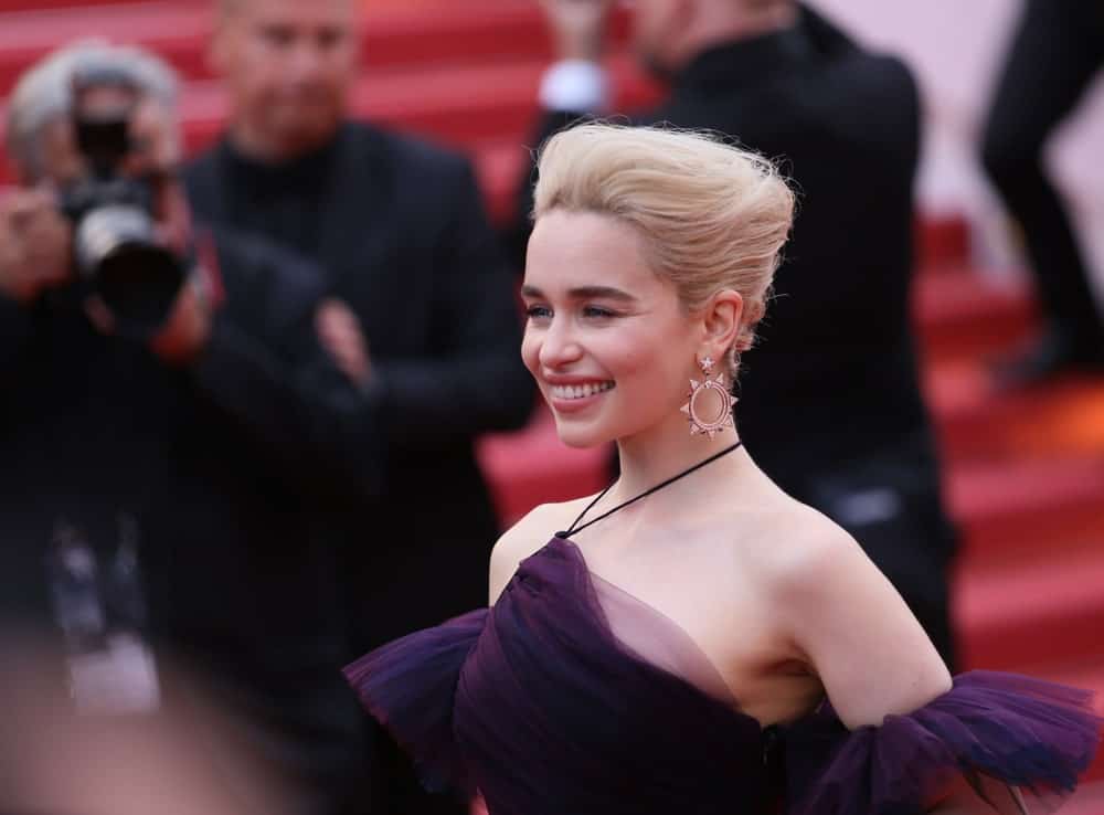 Emilia Clarke smiles at the screening of ‘Solo: A Star Wars Story’ during the 71st annual Cannes Film Festival at Palais des Festivals on May 15, 2018, in Cannes, France.