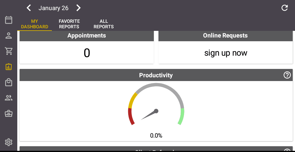Screenshot of the Salon Iris Software Productivity.