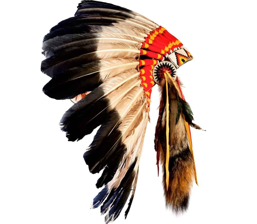 A colorful Native American headdress.