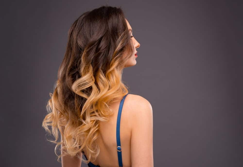 Back of a woman's dual-colored dyed long hair.