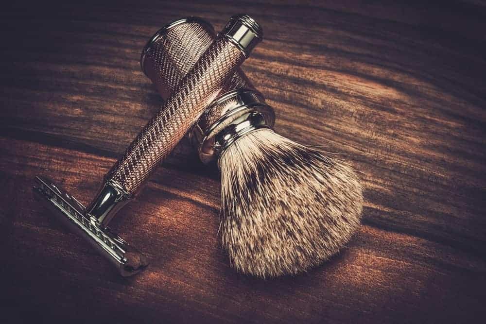 Vintage safety razor and shaving brush.