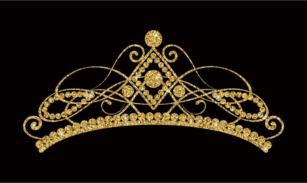 A close look at a golden tiara.