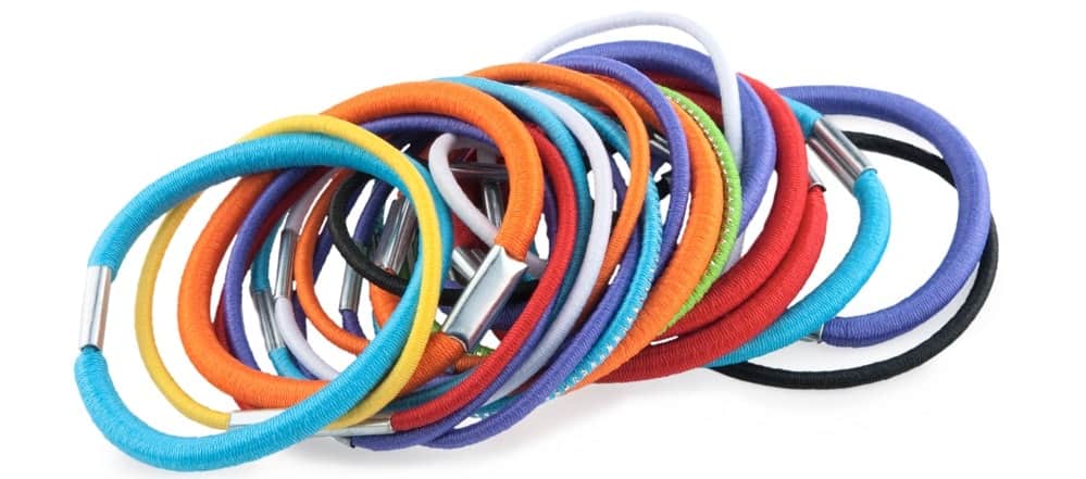 A look at a bunch of colorful hair ties.